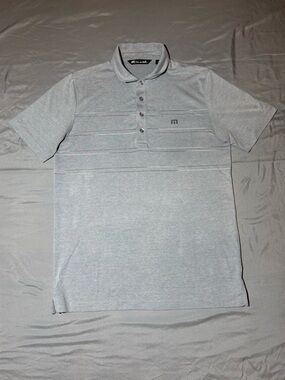 Travis Mathew Men’s Gray Polo Shirt, Short Sleeve Size Medium
